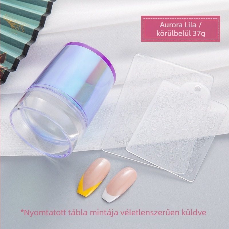 Átlátszó szilikon fejű körömdíszítő készlet nyomólemezzel a minták átviteléhez – Princess Series, Aurora minták