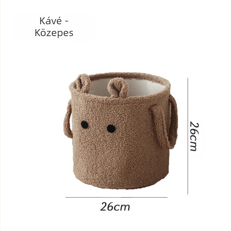 Ruhák tároló kosár, flanel anyagból, rajzfilm stílus, nappaliba (0.3 kg)