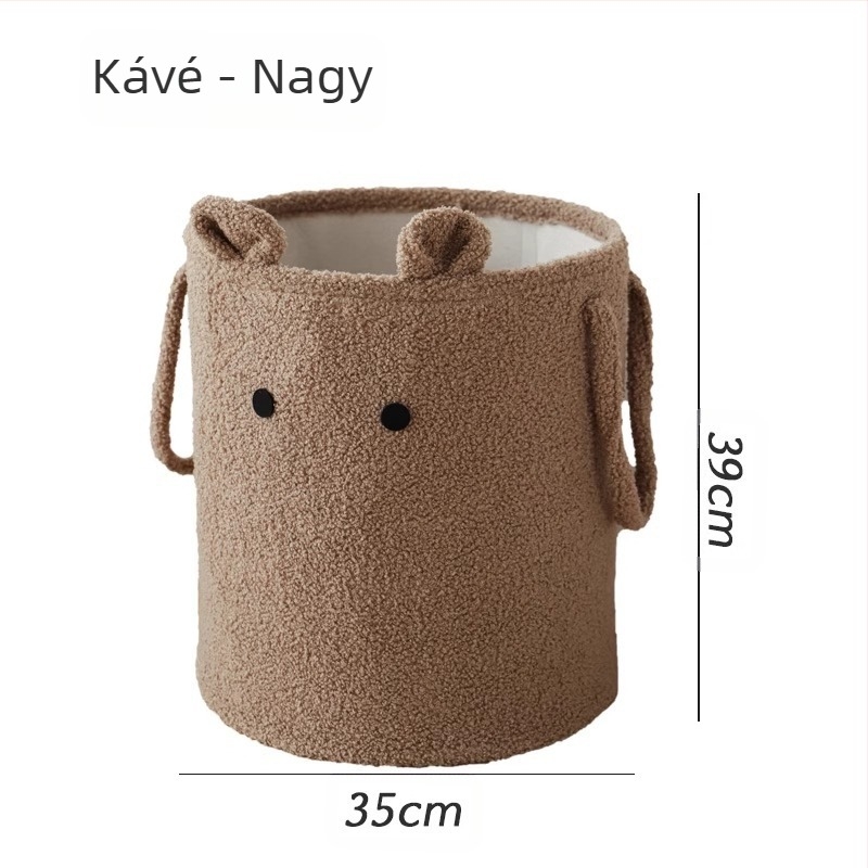 Ruhák tároló kosár, flanel anyagból, rajzfilm stílus, nappaliba (0.3 kg)