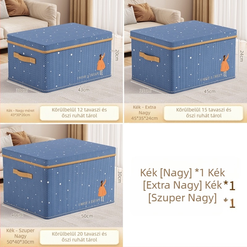 Összecsukható textil ruhatároló doboz a ruhásszekrényhez, 10–20 literes kapacitás