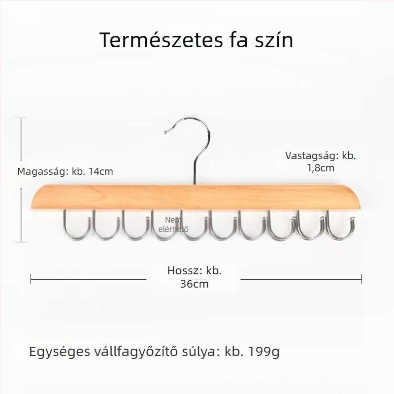 Fából készült nadrágtartó állvány 20 akasztóval, 360°-os forgással, övek és nyakkendők tárolására – modern, letisztult ruhatár