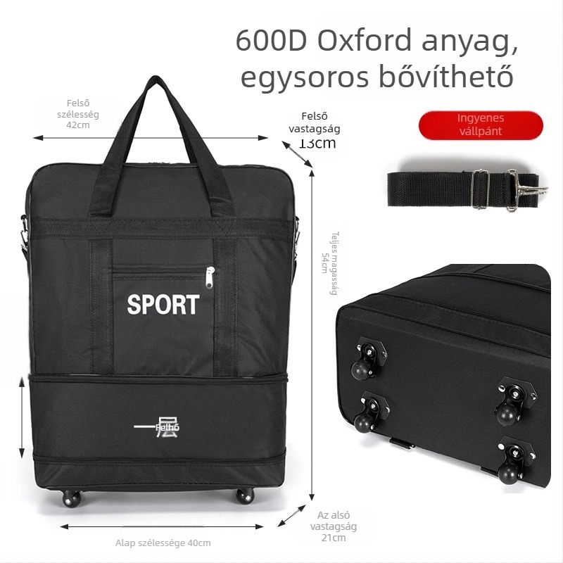 Utazótáska, vízálló Oxford anyagból, 56–75 literes kapacitás, uniszex, összecsukható