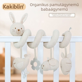 kakiblin Organikus pamut ágyneműre akasztható játék babáknak és kisgyerekeknek, korai nevelés, textil játék, 0–3 év