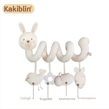 kakiblin Organikus pamut ágyneműre akasztható játék babáknak és kisgyerekeknek, korai nevelés, textil játék, 0–3 év