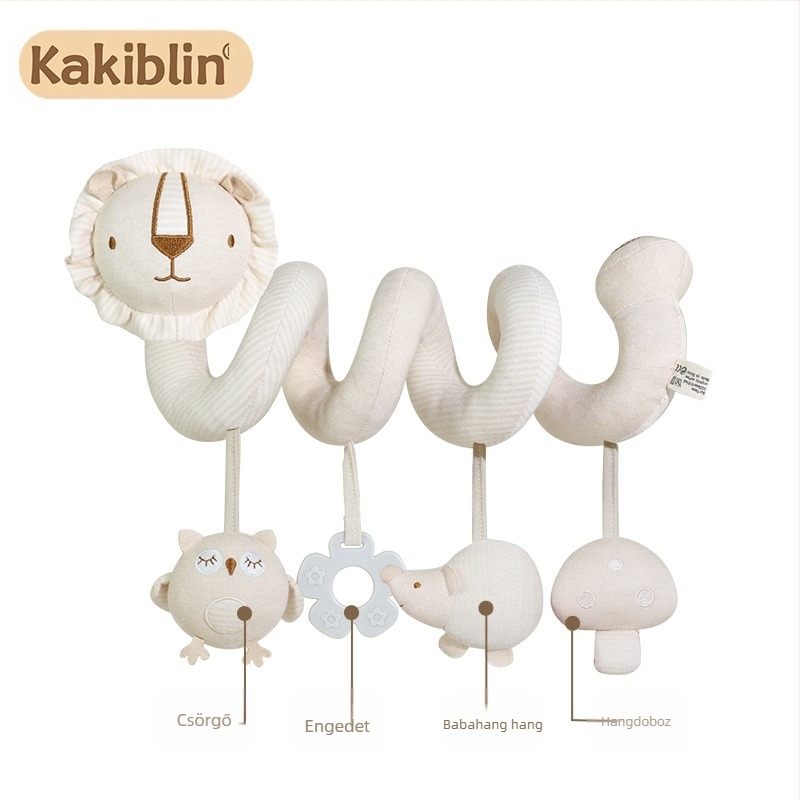 kakiblin Organikus pamut ágyneműre akasztható játék babáknak és kisgyerekeknek, korai nevelés, textil játék, 0–3 év