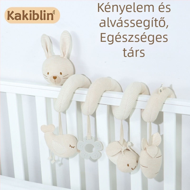kakiblin Organikus pamut ágyneműre akasztható játék babáknak és kisgyerekeknek, korai nevelés, textil játék, 0–3 év