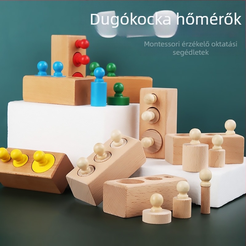 Fából készült bükkfa érzetre fejlesztő kör alakú játék Montessori hatású korai neveléshez, 0–3 éveseknek