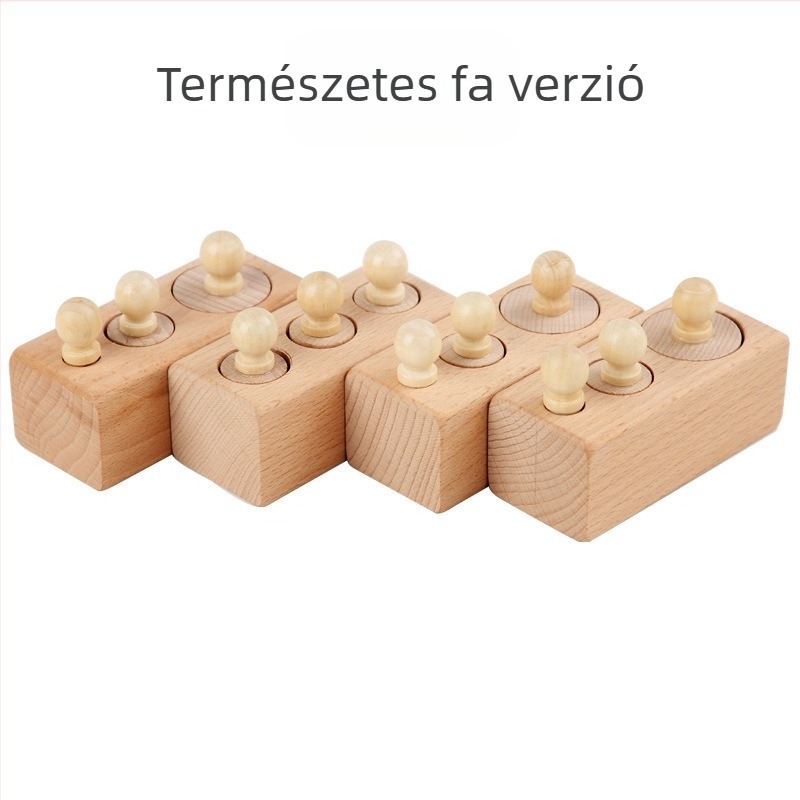 Fából készült bükkfa érzetre fejlesztő kör alakú játék Montessori hatású korai neveléshez, 0–3 éveseknek