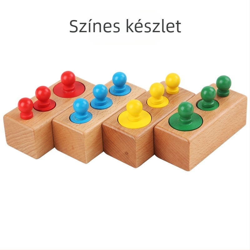 Fából készült bükkfa érzetre fejlesztő kör alakú játék Montessori hatású korai neveléshez, 0–3 éveseknek