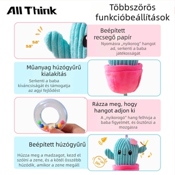 Allthink plüss babakocsi medál – növény mintázatú zenélő doboz baba játék, 0–3 éveseknek, nyugtató hatású