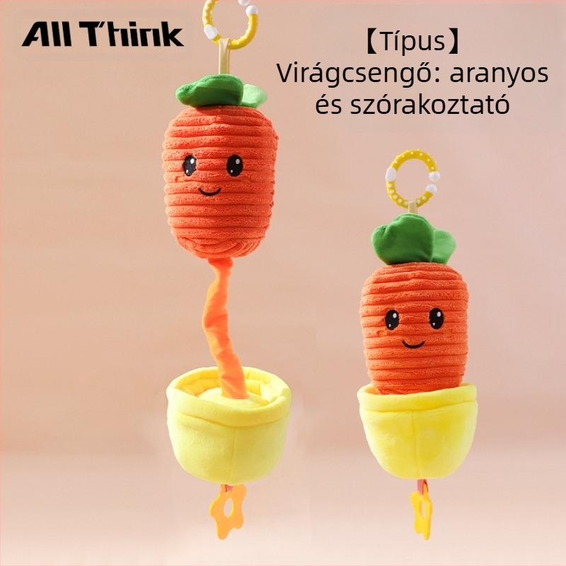 Allthink plüss babakocsi medál – növény mintázatú zenélő doboz baba játék, 0–3 éveseknek, nyugtató hatású