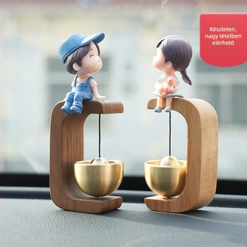 Clumsy bükkfa asztali dísz — aranyos karikatúra figura, modern minimalist stílus, otthoni dekoráció, ajándék új otthonba