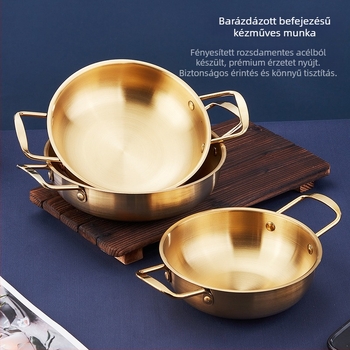 Koreai stílusú mini forró fazék tenger gyümölcseihez és tésztaételekhez, rozsdamentes acél, tapadásmentes, üvegfedél, 2.1–4 L kapacitás