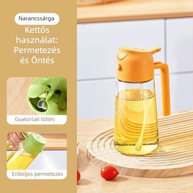 Üveg olajsugárzó permetező, kettős használatú, automatikus nyitás-zárás és pumpás adagolás