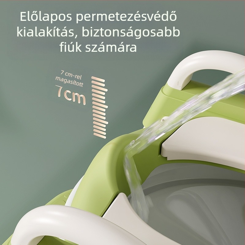 Gyerekeknek tervezett összehajtható lépcsőzetes WC-ülőke karfákkal (PP anyag, Zhejiang származás, Yutong márka, kartoncsomagolás)