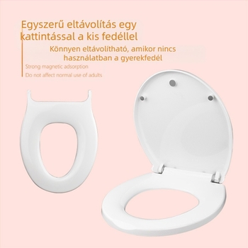 Univerzális WC-fedél puha zárással, felnőtteknek és gyerekeknek, PP lemez anyag, lyukak közötti távolság 11–18 cm, általános szerelési mód