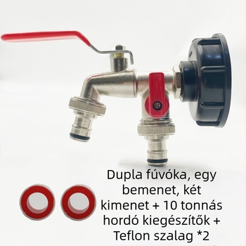 Kerti csap SZ-054 kettős kimenettel — réz test, nikkelezett felület, egykaros kettős működtetés, egyszerű telepítés