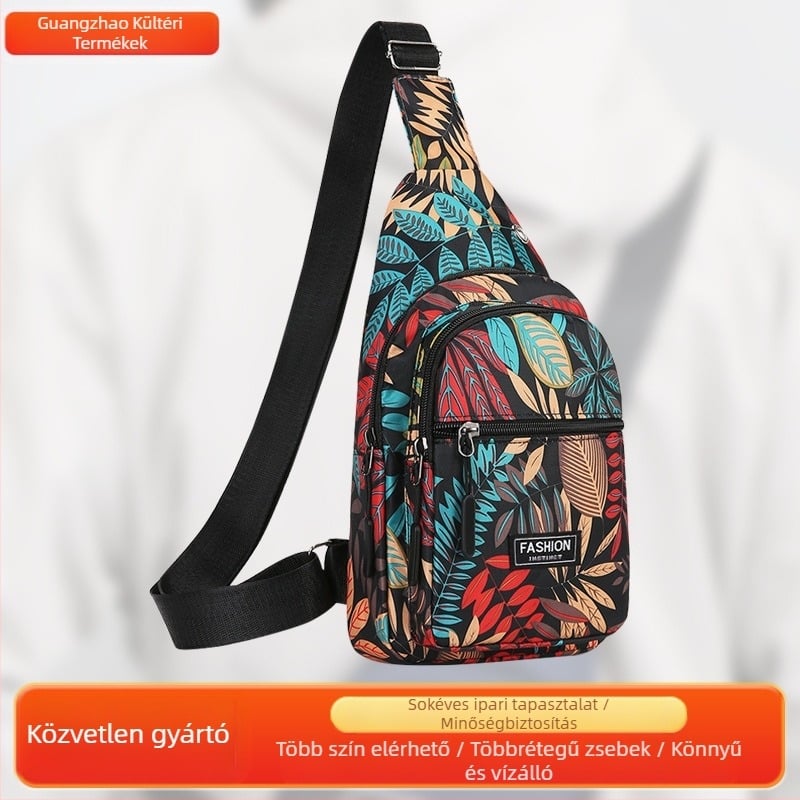 Crossbody táska juharleveles mintával — uniszex, Oxford anyag, poliészter bélés, szabadtéri sportokra