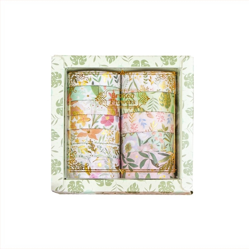 Floral Dream Bronzing Series Washi szalag naplókhoz – papír alapú, márka Wheat Youth, testreszabható, ajándékra kész, napló dekorációs anyag