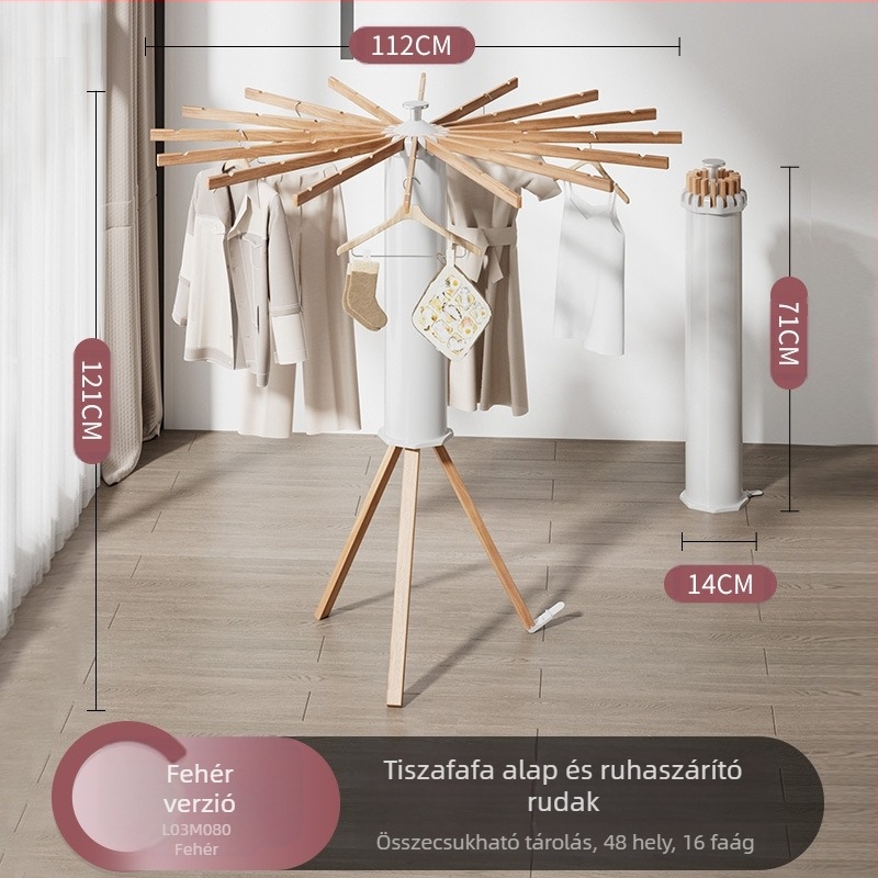 Padlón álló ruhaszárító állvány polip alakú, összecsukható, teleszkópos, alumíniumötvözet, modell LDA018