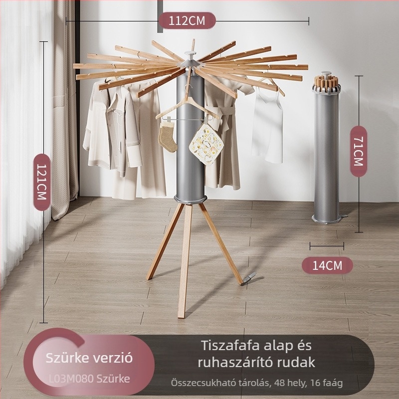 Padlón álló ruhaszárító állvány polip alakú, összecsukható, teleszkópos, alumíniumötvözet, modell LDA018