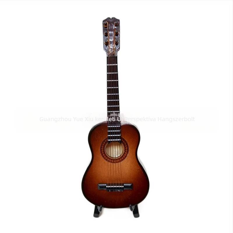 Miniatűr fa gitár babáknak, 1:6/1:8/1:12 arány, DIY babajáték élelmiszer-kiegészítő
