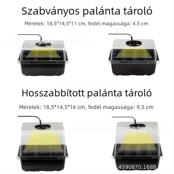 Magasított, megerősített vetőtál világítással, 6/12 lyukú műanyag palántatál a vetéshez és neveléshez