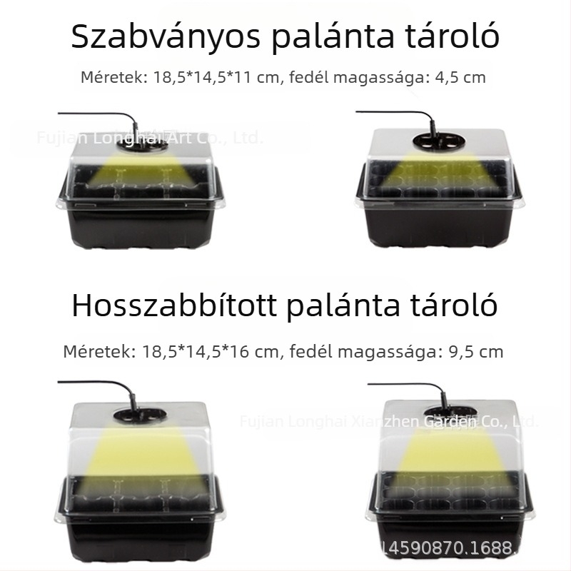 Magasított, megerősített vetőtál világítással, 6/12 lyukú műanyag palántatál a vetéshez és neveléshez
