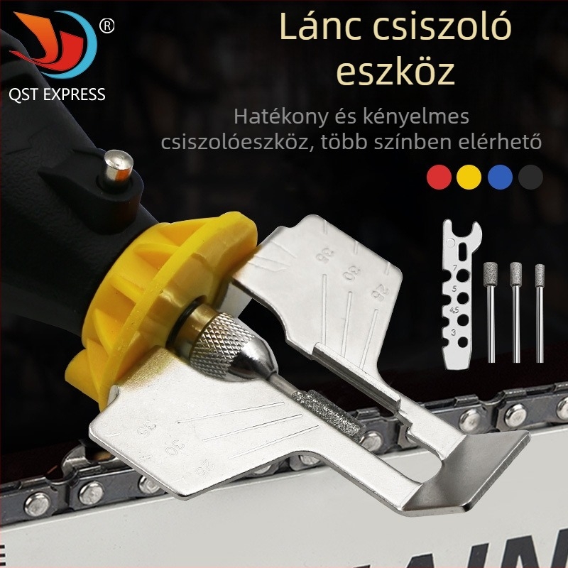 Láncfűrész lánc csiszoló tartozék – élező eszköz a lánc fogaihoz elektromos csiszolóhoz, ABS+fém, QST EXPRESS