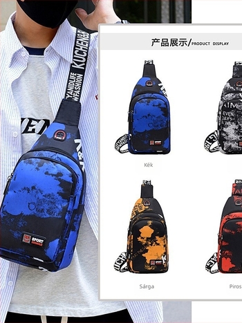 Férfi mellkas táska – Koreai stílus, utcai trend, nylon, vízálló, ultra könnyű, nagy kapacitás