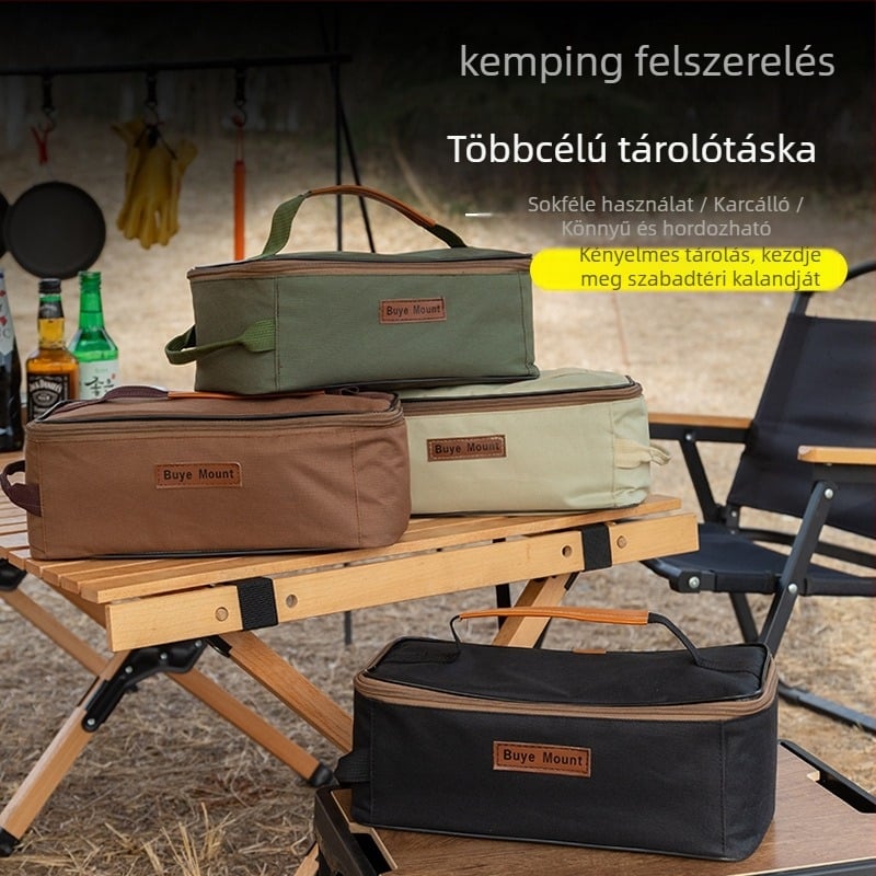Kültéri kempingeszköz rendező, evőeszköz rekeszekkel, hordozható piknik táska, kopásálló