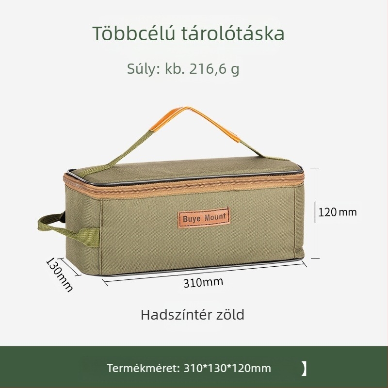 Kültéri kempingeszköz rendező, evőeszköz rekeszekkel, hordozható piknik táska, kopásálló