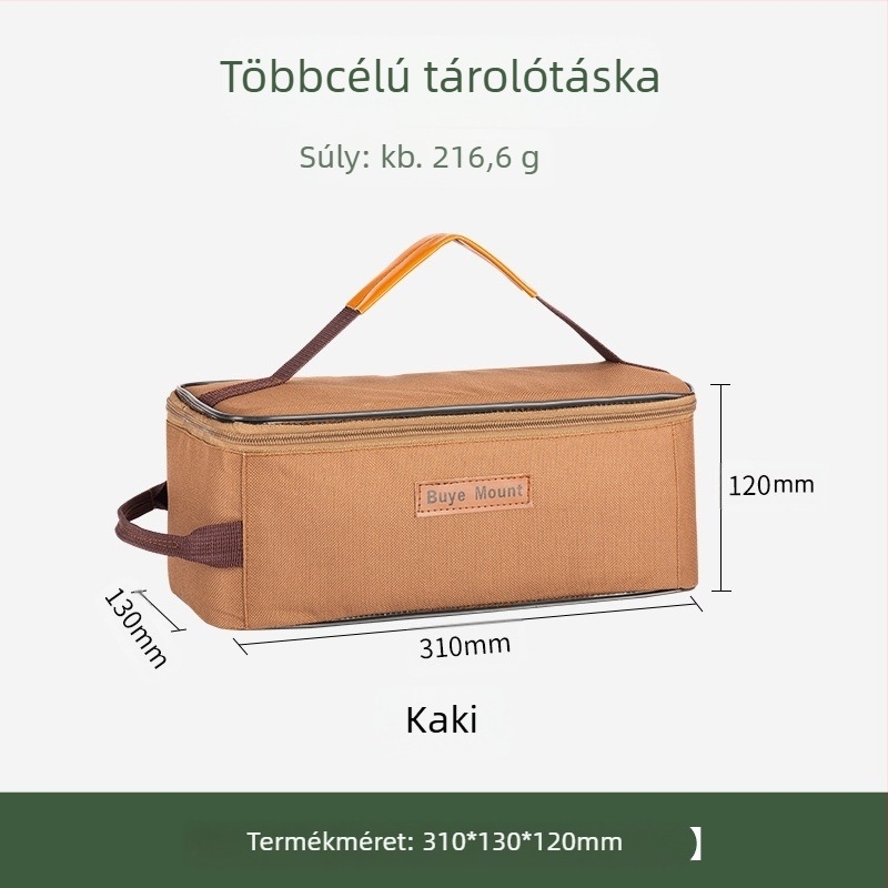 Kültéri kempingeszköz rendező, evőeszköz rekeszekkel, hordozható piknik táska, kopásálló