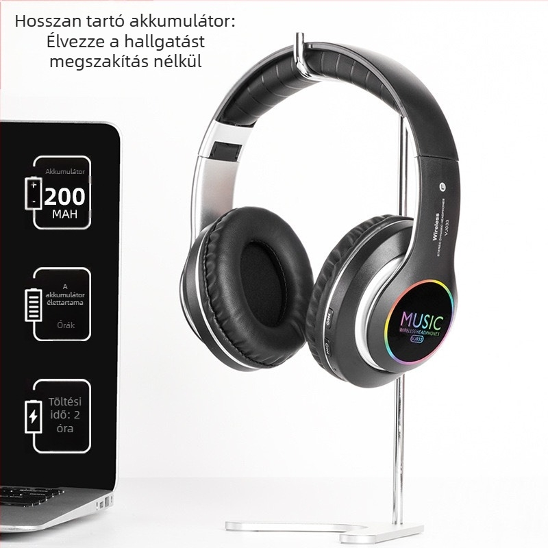 Vezeték nélküli Bluetooth sport fülhallgató fejre szerelhető dizájnnal, Bluetooth 5.0, sztereó, 10 m hatótáv, üzemidő >8 h