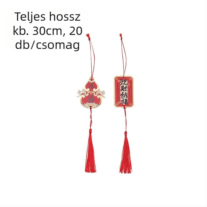 Újévi ajándékdoboz ratán dobozban süteményekkel és dióval – 20 medálos függő, két sáv (Kígyó éve)