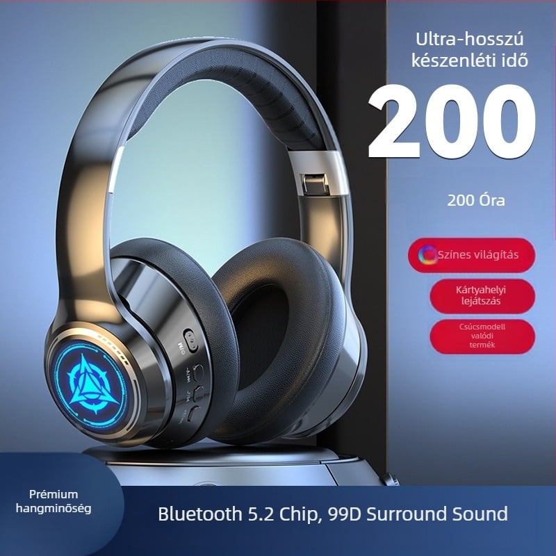 Vezeték nélküli Bluetooth fejhallgató mikrofonnal, gamer sztereó fejhallgató, 3,5 mm csatlakozó, OEM-kész