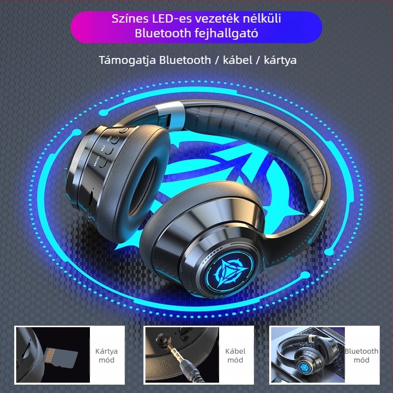 Vezeték nélküli Bluetooth fejhallgató mikrofonnal, gamer sztereó fejhallgató, 3,5 mm csatlakozó, OEM-kész