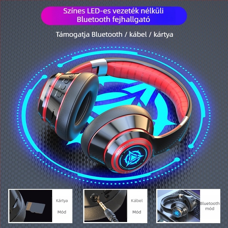Vezeték nélküli Bluetooth fejhallgató mikrofonnal, gamer sztereó fejhallgató, 3,5 mm csatlakozó, OEM-kész