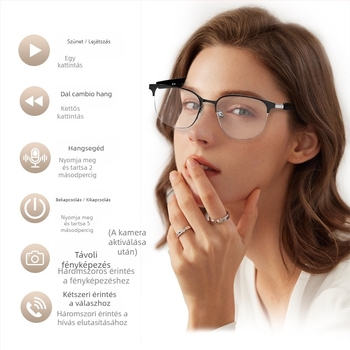 Okos Bluetooth szemüveg CC-GS06, 110mAh akkumulátor, érintéses vezérlés, 10 m+ hatótávolság, fejhez rögzített