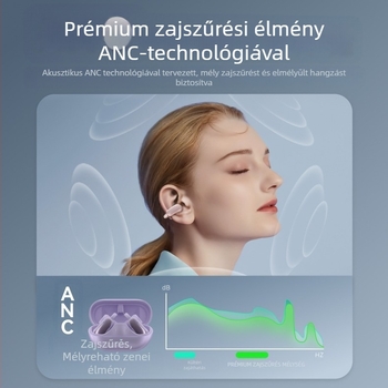 Bluetooth fülcsipeszes vezeték nélküli fülhallgató, zajcsökkentéssel, 10 m hatótávolság, BT 5.3, klipses kialakítás, sztereó, akkumulátor 4–8 óra