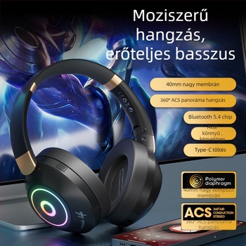 Yinshuer játékfejhallgató - összecsukható, Bluetooth 5.4, 10 m hatótáv, akkumulátor >8 óra, alacsony késleltetés e-sportokra