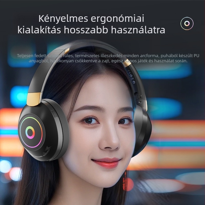 Yinshuer játékfejhallgató - összecsukható, Bluetooth 5.4, 10 m hatótáv, akkumulátor >8 óra, alacsony késleltetés e-sportokra