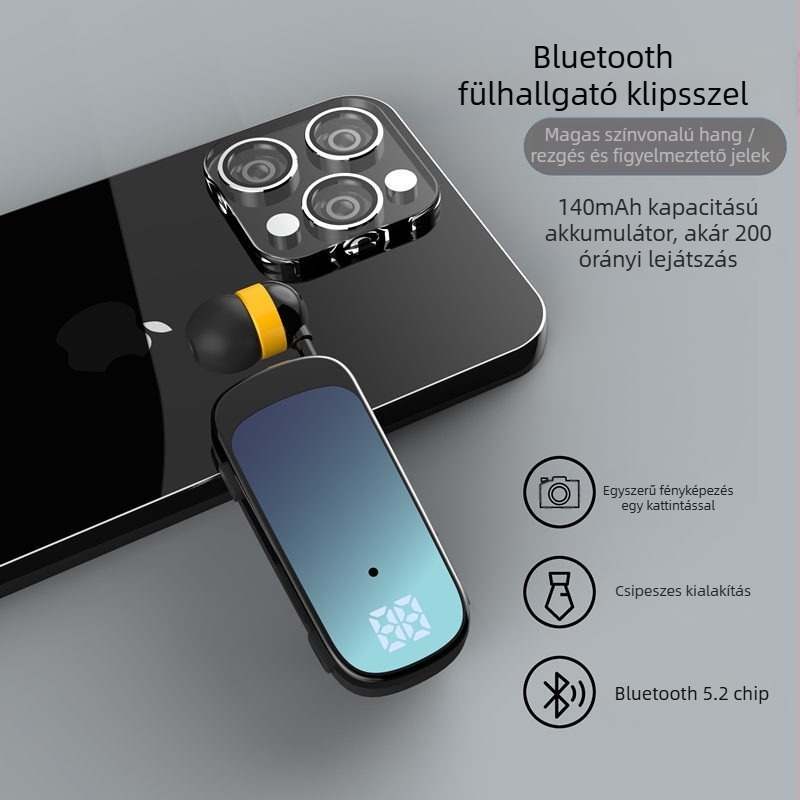 Nogou K65 nyakba rögzíthető Bluetooth in-ear fülhallgató, digitális kijelző, egyoldalas, 10 m hatótáv, IPX5, 8+ óra üzemidő, Bluetooth 5.3