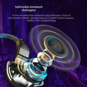Vezetékes fejhallgató beépített mikrofonnal, 3,5 mm-es jack, 120 cm hosszú kábel, univerzális kompatibilitás, 10 mm hangszórók, frekvenciasáv 20 Hz–20 kHz