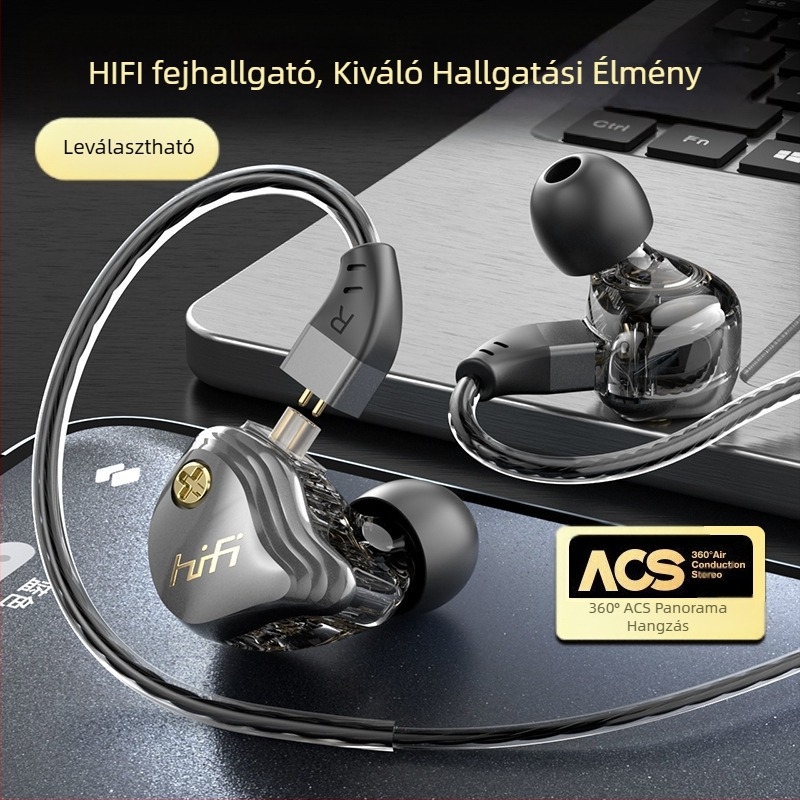 Vezetékes fejhallgató beépített mikrofonnal, 3,5 mm-es jack, 120 cm hosszú kábel, univerzális kompatibilitás, 10 mm hangszórók, frekvenciasáv 20 Hz–20 kHz