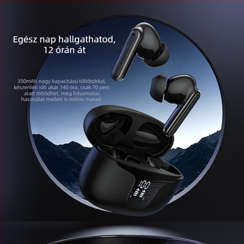Igazi vezeték nélküli Bluetooth fülhallgatók ANC/ENC zajcsökkentéssel, digitális kijelzővel, Bluetooth 5.3, 10 m hatótávolság, IPX4 vízálló
