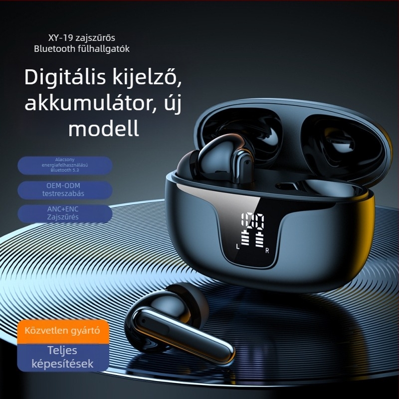 Igazi vezeték nélküli Bluetooth fülhallgatók ANC/ENC zajcsökkentéssel, digitális kijelzővel, Bluetooth 5.3, 10 m hatótávolság, IPX4 vízálló
