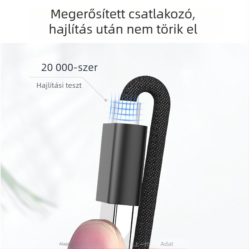 Szövött USB-A-USB-A adatkábel, kettős véggel, 1-2 m hosszú, USB 2.0, gyorstöltés
