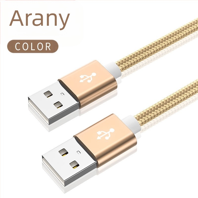 Szövött USB-A-USB-A adatkábel, kettős véggel, 1-2 m hosszú, USB 2.0, gyorstöltés
