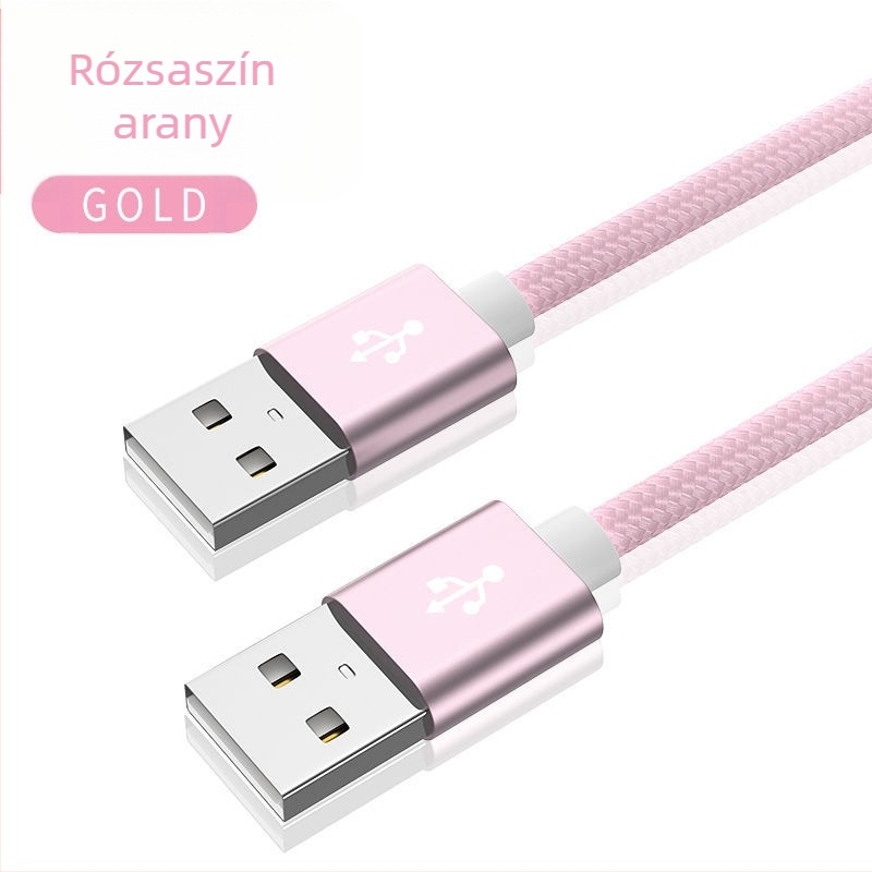 Szövött USB-A-USB-A adatkábel, kettős véggel, 1-2 m hosszú, USB 2.0, gyorstöltés